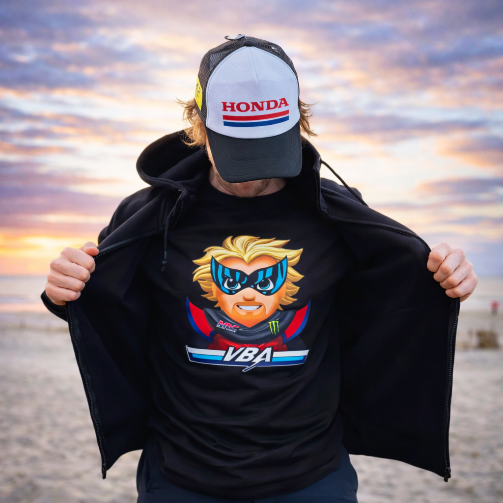 Adrien Van Beveren portant une casquette Honda noir et blanc dossard 42 Dakar