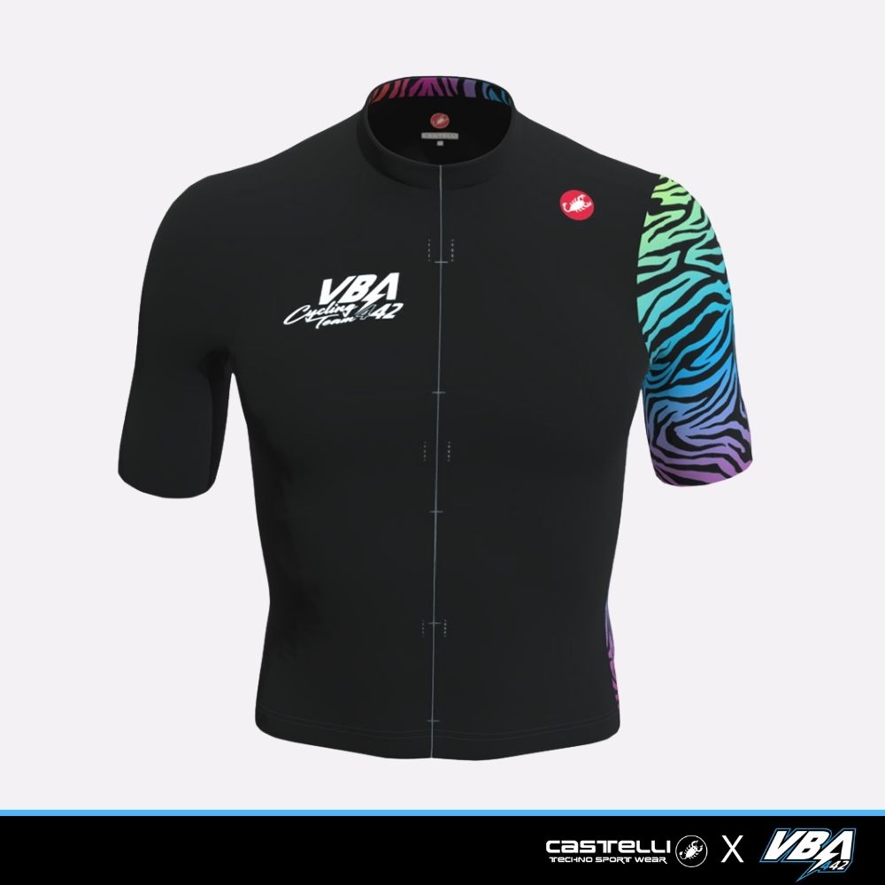 Maillot vélo Castelli VBA442 Adrien Van Beveren noir zébrures fluo