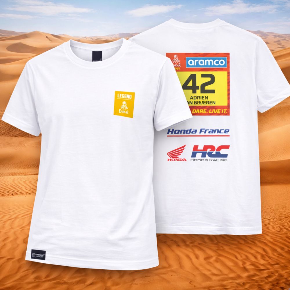 T-shirt dossard 42 Dakar blanc vue 3D face et dos
