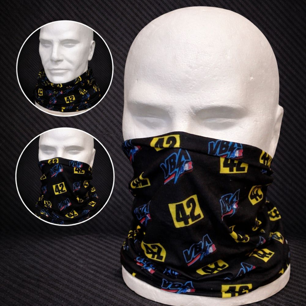 Tour de cou VBA 42 multifonction porté en masque et bandeau pour sport et moto